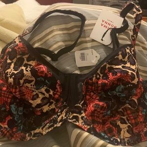NWT Donna Twist punk & roses bra UK34 G